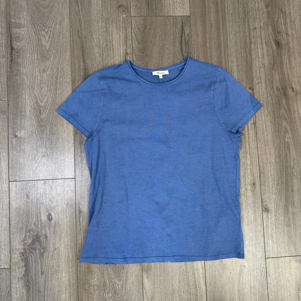Madewell Essential Slim Tee WMNS XL Delphinium Blue Lightweight Cotton Crewneck